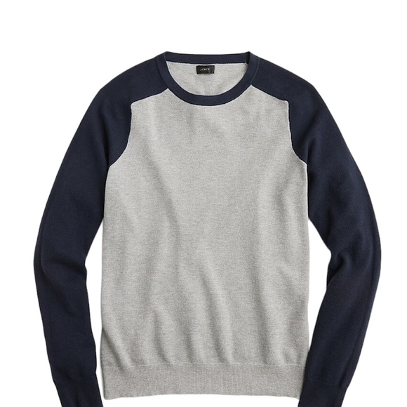 J. Crew Cotton Cashmere Pique Crewneck Baseball Sweater NWT - Picture 2 of 5